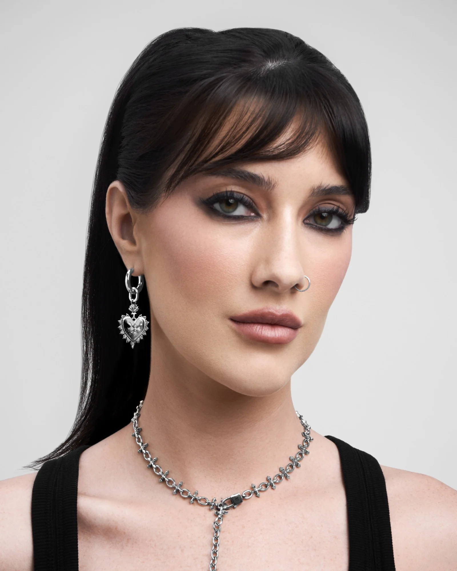 Bejewelled Sacred Heart Earrings - Image 3