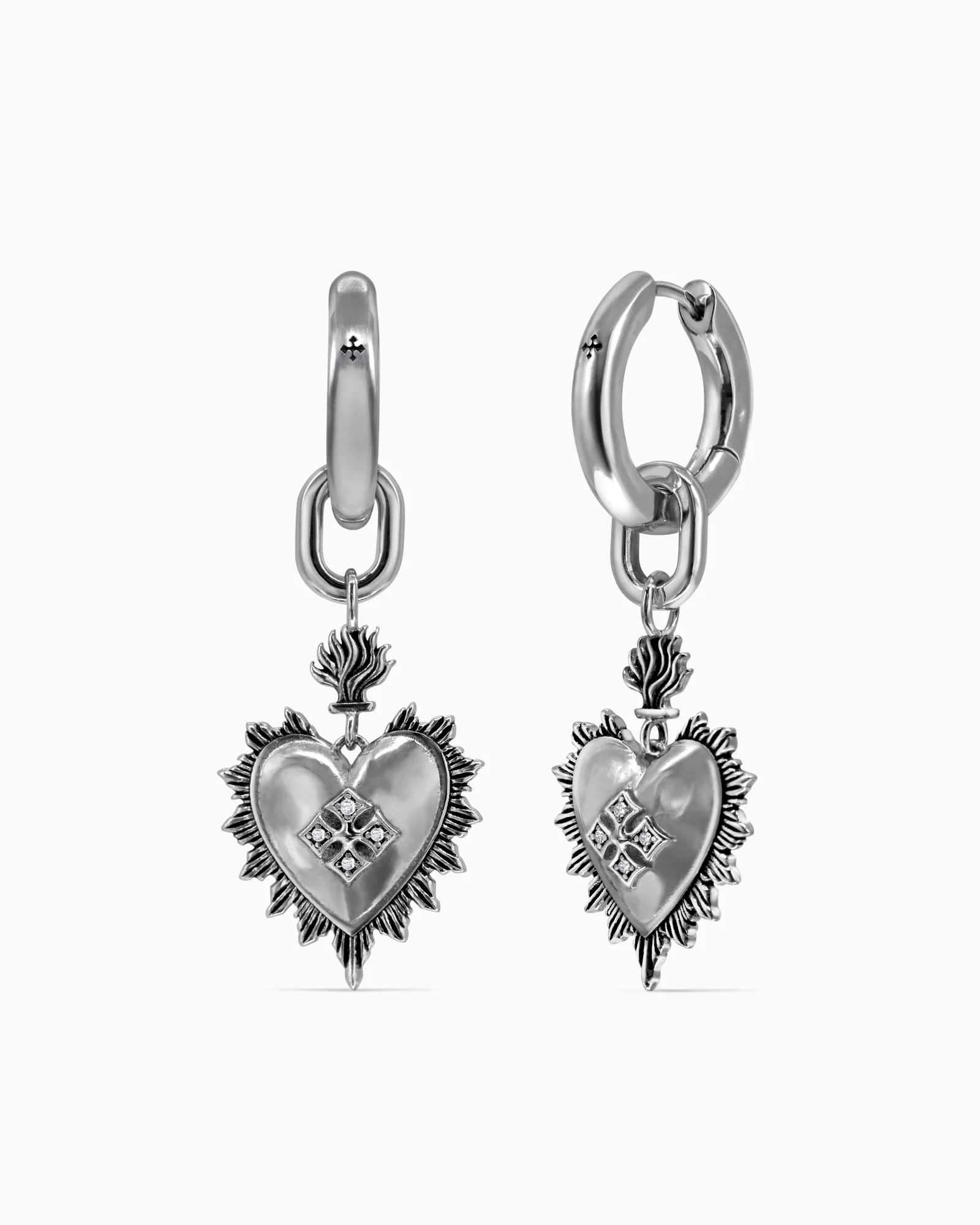 Bejewelled Sacred Heart Earrings - Image 5