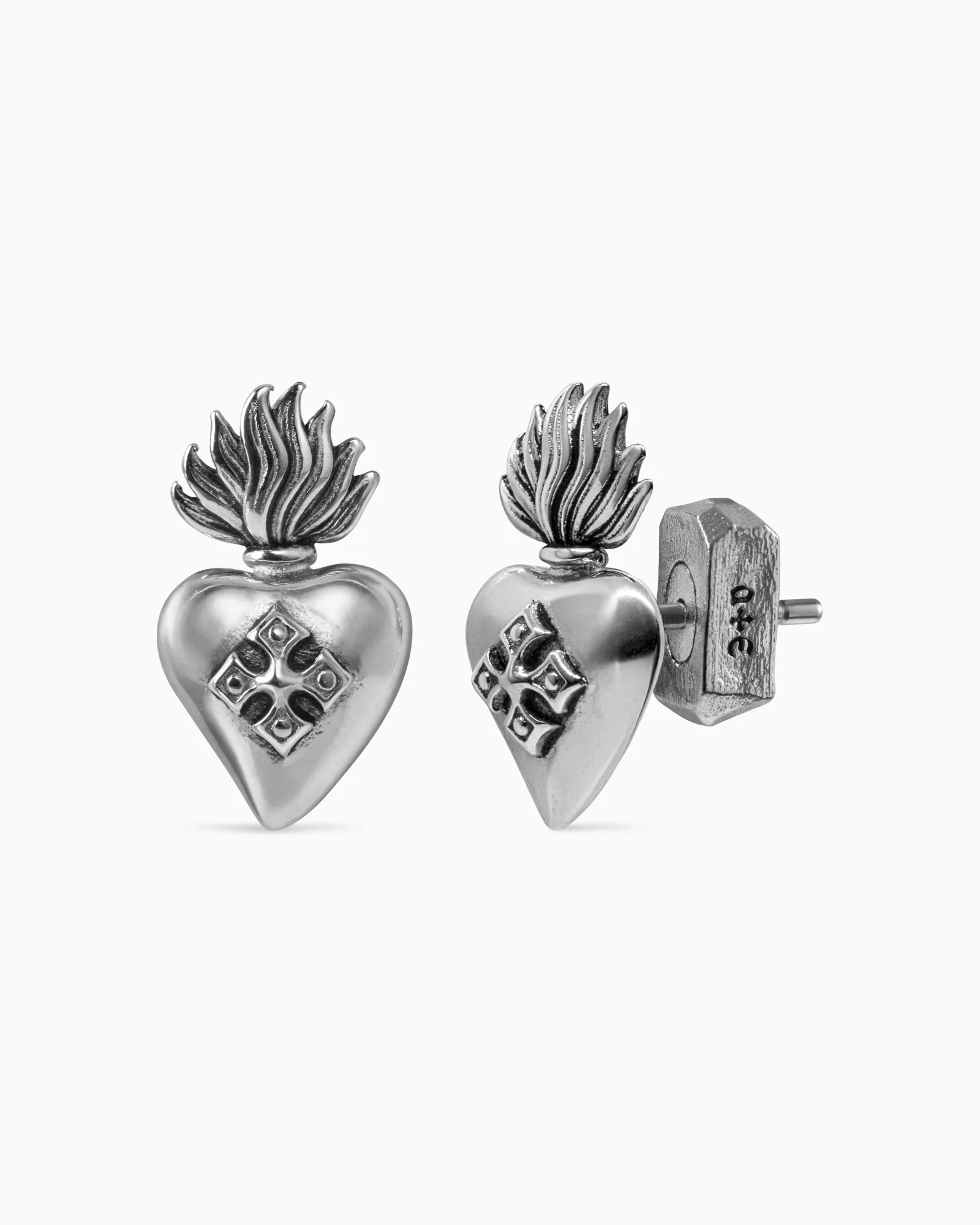 Sacred Heart stud earrings - 925 silver